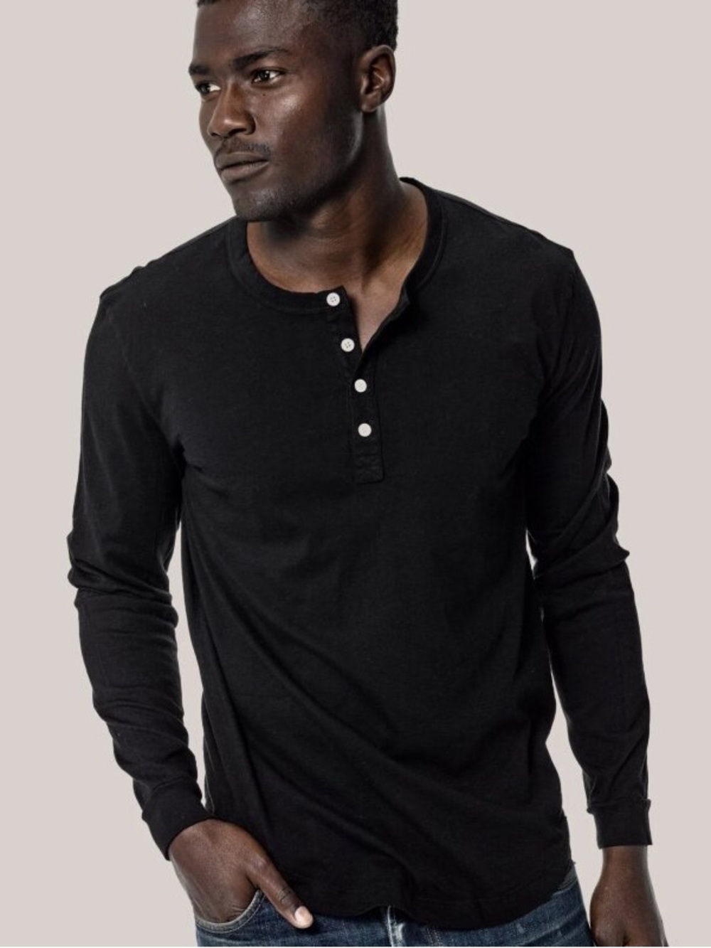 Buck Mason Pima Curved Hem Henley NWT